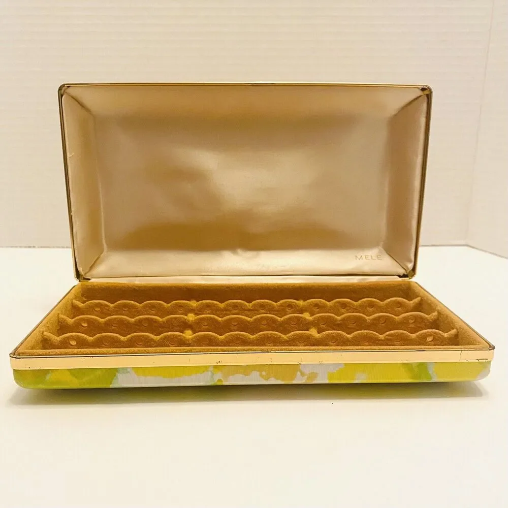 Mele Clamshell Jewelry Box Floral Bright Colorful Hard Travel Case Vintage